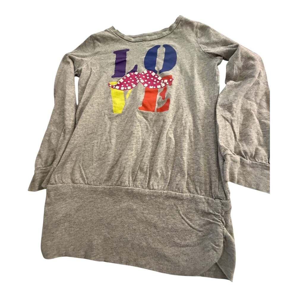 The Children's Place Gray Love Graphic Long Sleeve Dress Size S 5/6